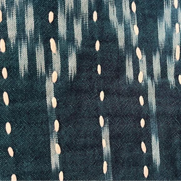 J. Jill Pure Kantha Stitched Ikat Jacket Kimono Sari Open Front Teal Blue Small - Picture 5 of 8